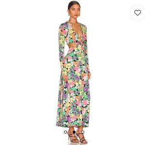 AFRM Monique Mesh Midi Dress in Neon Garden